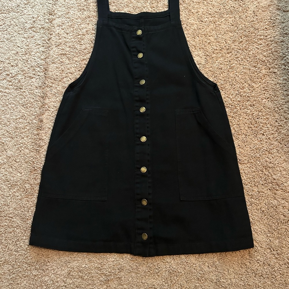 Stylish Black Mini Dress with Button Detail